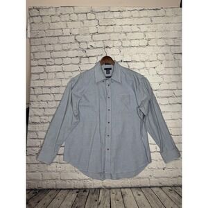 Ivy Crew Classics Mens Blue‎ Gingham Wrinkle Resistant Button Down Shirt XL EG